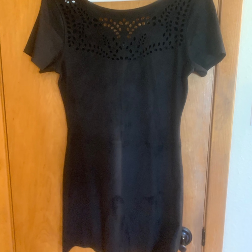Black faux suede dress